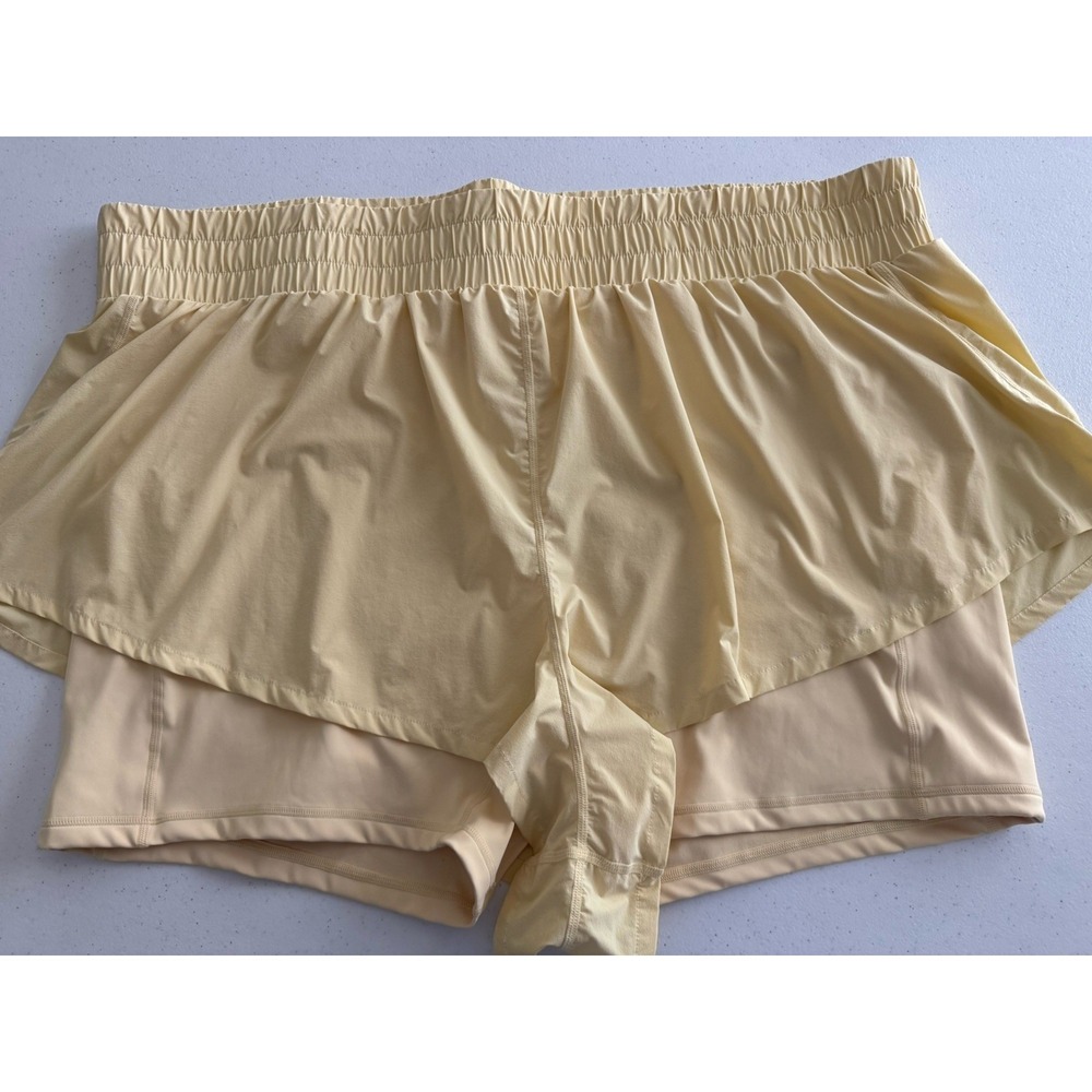 Popflex Supershort Womens 3X Yellow High & Expandable Waist Built-In Shorts EUC